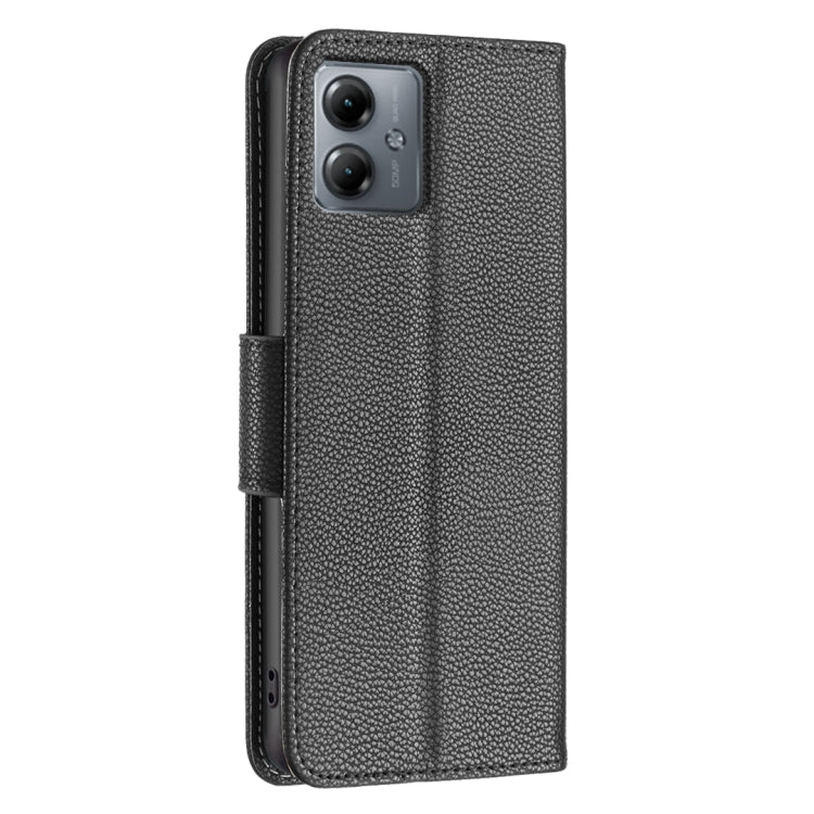 For Motorola Moto G14 4G Litchi Texture Pure Color Flip Leather Phone Case