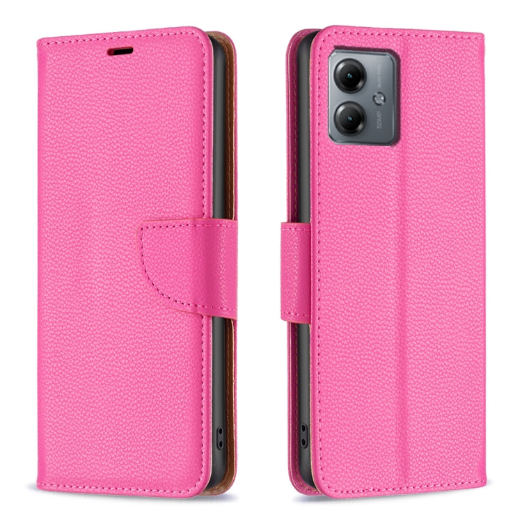 For Motorola Moto G14 4G Litchi Texture Pure Color Flip Leather Phone Case