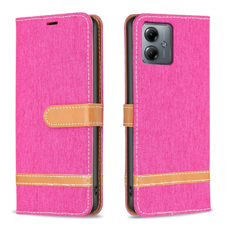 For Motorola Moto G14 4G Color Block Denim Texture Leather Phone Case