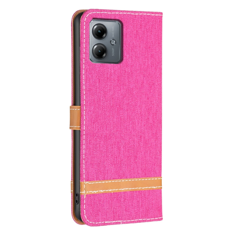 For Motorola Moto G14 4G Color Block Denim Texture Leather Phone Case