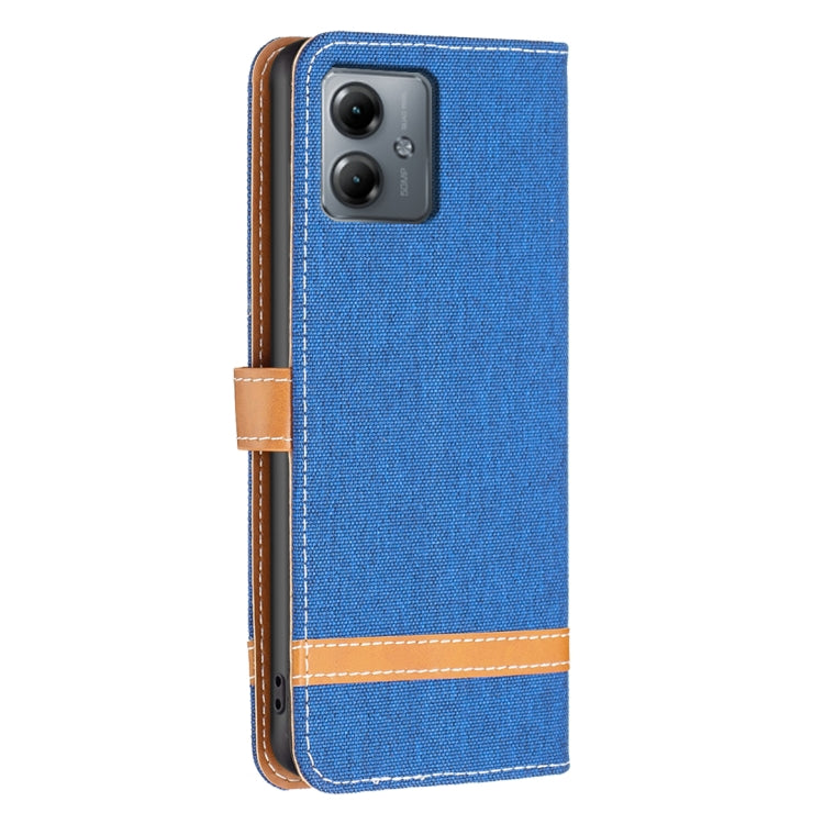 For Motorola Moto G14 4G Color Block Denim Texture Leather Phone Case