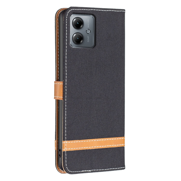 For Motorola Moto G14 4G Color Block Denim Texture Leather Phone Case