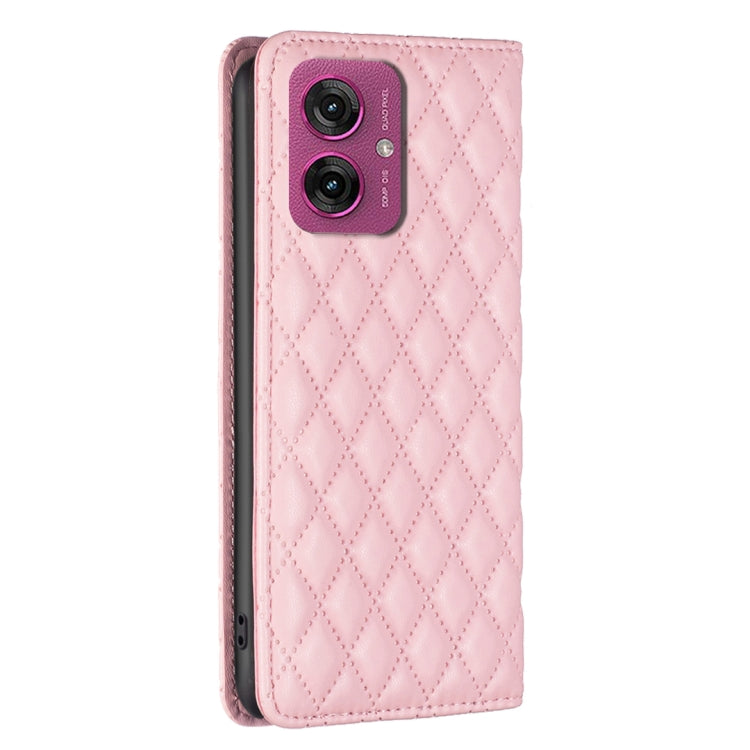 For Motorola Moto G55 Diamond Lattice Magnetic Leather Flip Phone Case