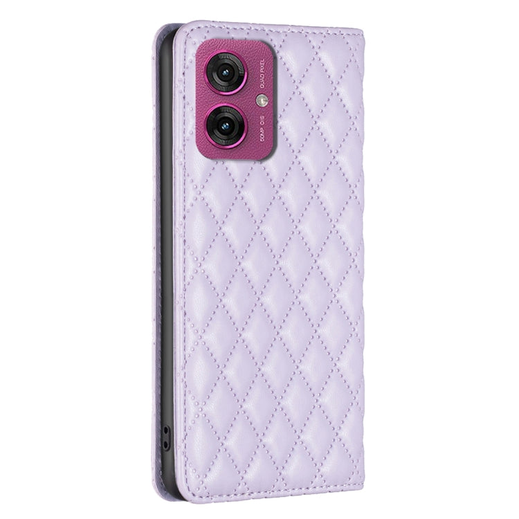For Motorola Moto G55 Diamond Lattice Magnetic Leather Flip Phone Case
