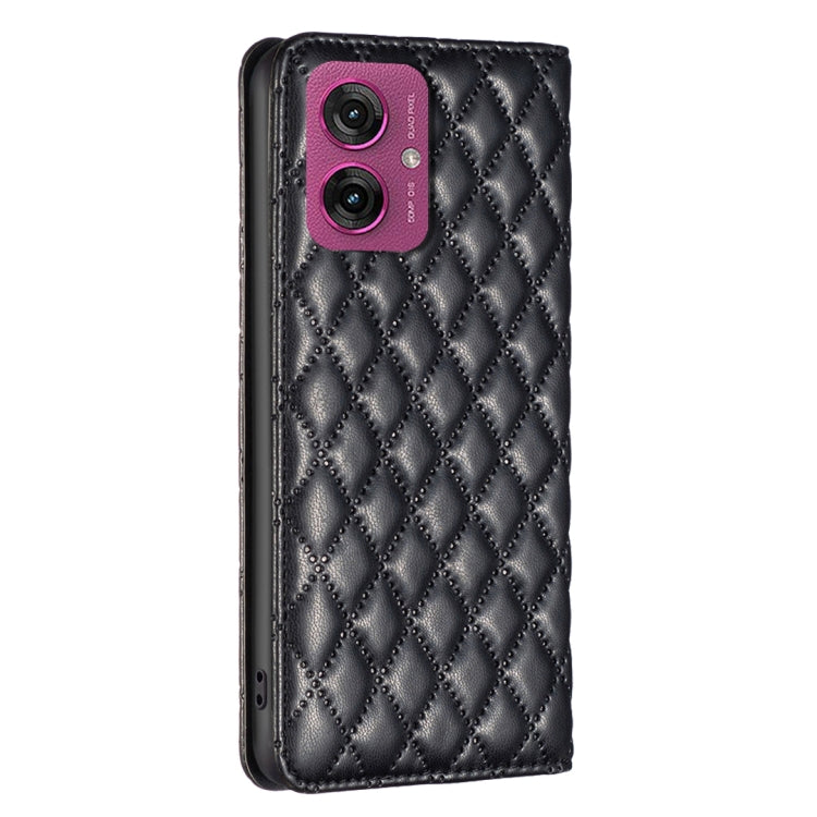 For Motorola Moto G55 Diamond Lattice Magnetic Leather Flip Phone Case