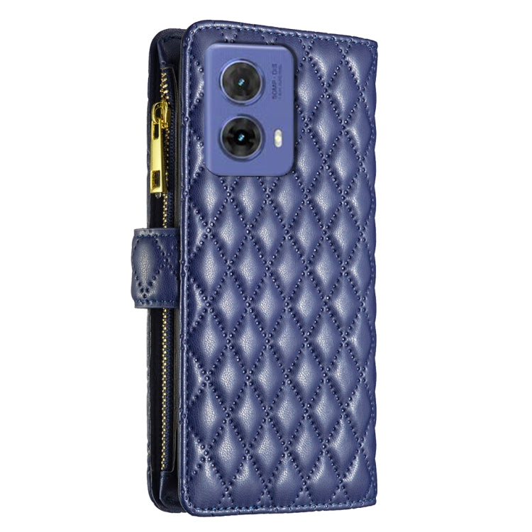 For Motorola Moto G85 Diamond Lattice Zipper Wallet Leather Flip Phone Case