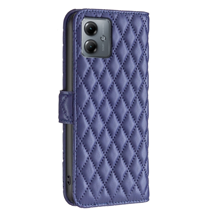 For Motorola Moto G14 4G Diamond Lattice Wallet Flip Leather Phone Case