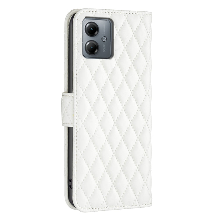 For Motorola Moto G14 4G Diamond Lattice Wallet Flip Leather Phone Case