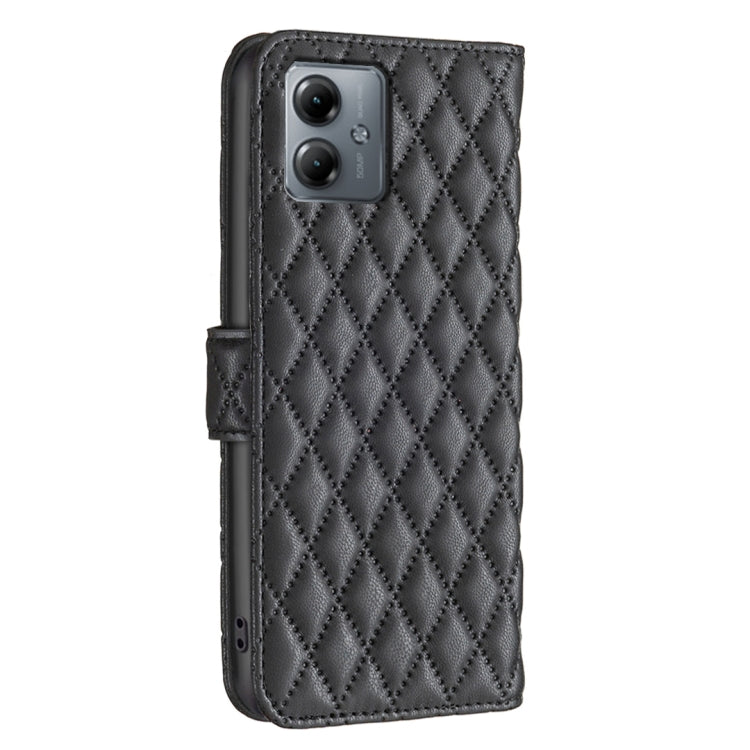 For Motorola Moto G14 4G Diamond Lattice Wallet Flip Leather Phone Case