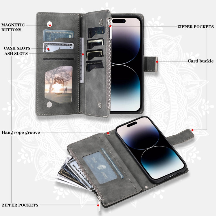 For Xiaomi Redmi 13 4G Multi-Card Totem Zipper Leather Phone Case