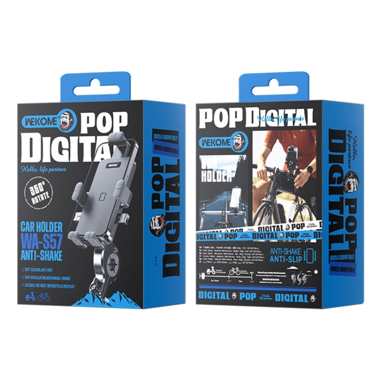 WK WA-S57 Pop Power Series Mechanical Motorcycle Phone Holder(Black)