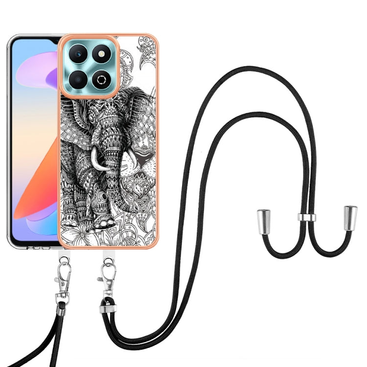 For Honor X6b Electroplating Dual-side IMD Phone Case with Lanyard