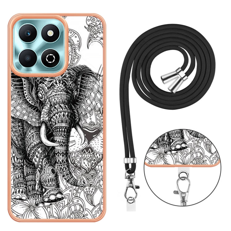 For Honor X6b Electroplating Dual-side IMD Phone Case with Lanyard