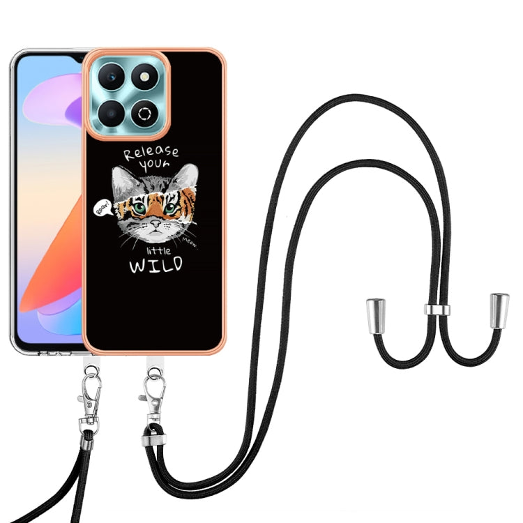 For Honor X6b Electroplating Dual-side IMD Phone Case with Lanyard