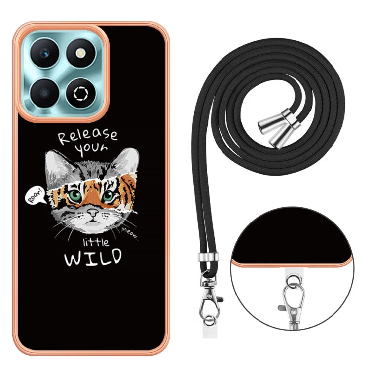 For Honor X6b Electroplating Dual-side IMD Phone Case with Lanyard