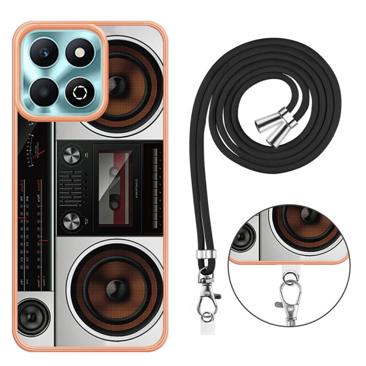 For Honor X6b Electroplating Dual-side IMD Phone Case with Lanyard