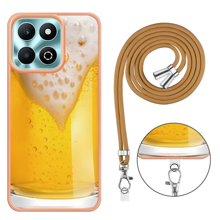 For Honor X6b Electroplating Dual-side IMD Phone Case with Lanyard