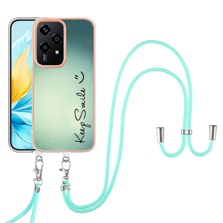 For Honor 200 Lite Global Electroplating Dual-side IMD Phone Case with Lanyard