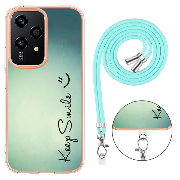 For Honor 200 Lite Global Electroplating Dual-side IMD Phone Case with Lanyard