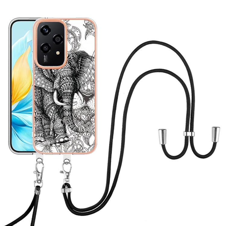 For Honor 200 Lite Global Electroplating Dual-side IMD Phone Case with Lanyard