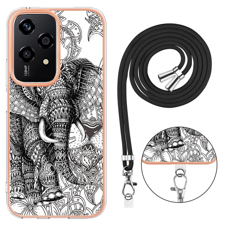 For Honor 200 Lite Global Electroplating Dual-side IMD Phone Case with Lanyard