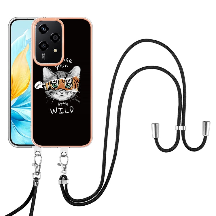 For Honor 200 Lite Global Electroplating Dual-side IMD Phone Case with Lanyard