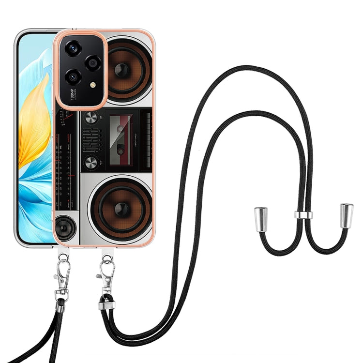 For Honor 200 Lite Global Electroplating Dual-side IMD Phone Case with Lanyard