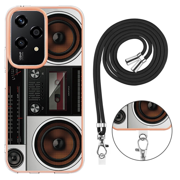For Honor 200 Lite Global Electroplating Dual-side IMD Phone Case with Lanyard