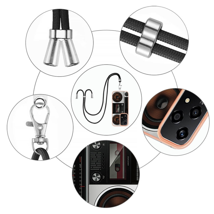 For Honor 200 Lite Global Electroplating Dual-side IMD Phone Case with Lanyard