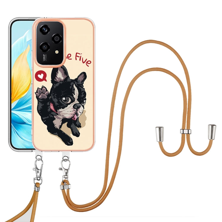 For Honor 200 Lite Global Electroplating Dual-side IMD Phone Case with Lanyard