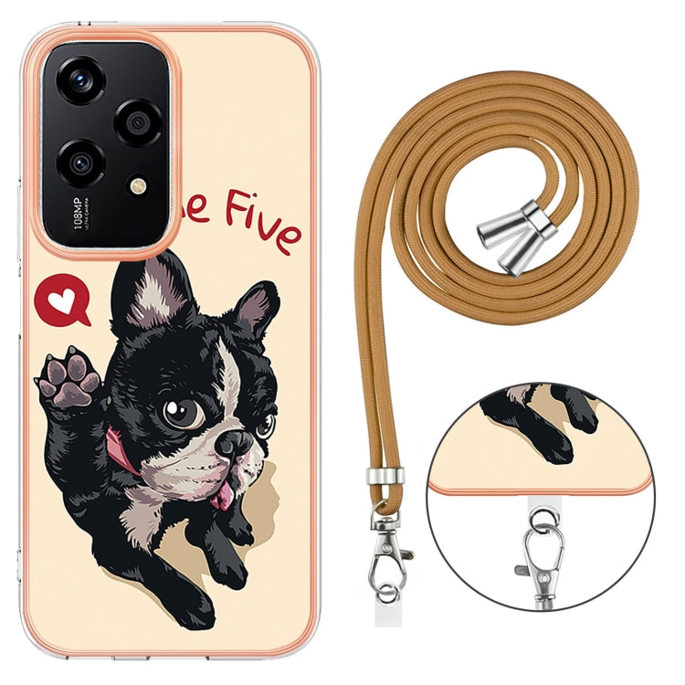 For Honor 200 Lite Global Electroplating Dual-side IMD Phone Case with Lanyard