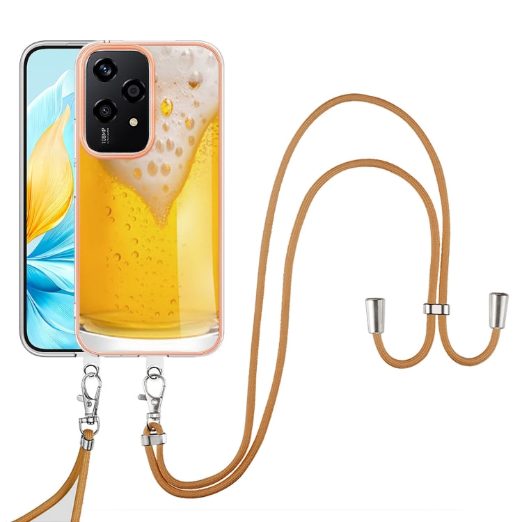 For Honor 200 Lite Global Electroplating Dual-side IMD Phone Case with Lanyard