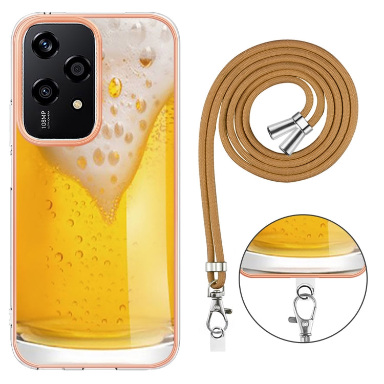 For Honor 200 Lite Global Electroplating Dual-side IMD Phone Case with Lanyard