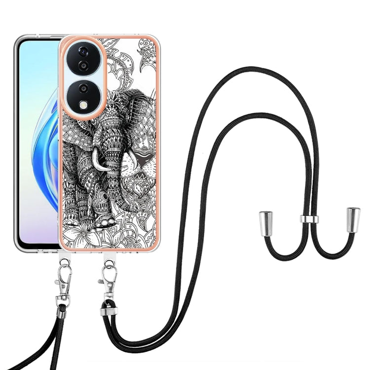 For Honor X7b 4G / 5G Electroplating Dual-side IMD Phone Case with Lanyard