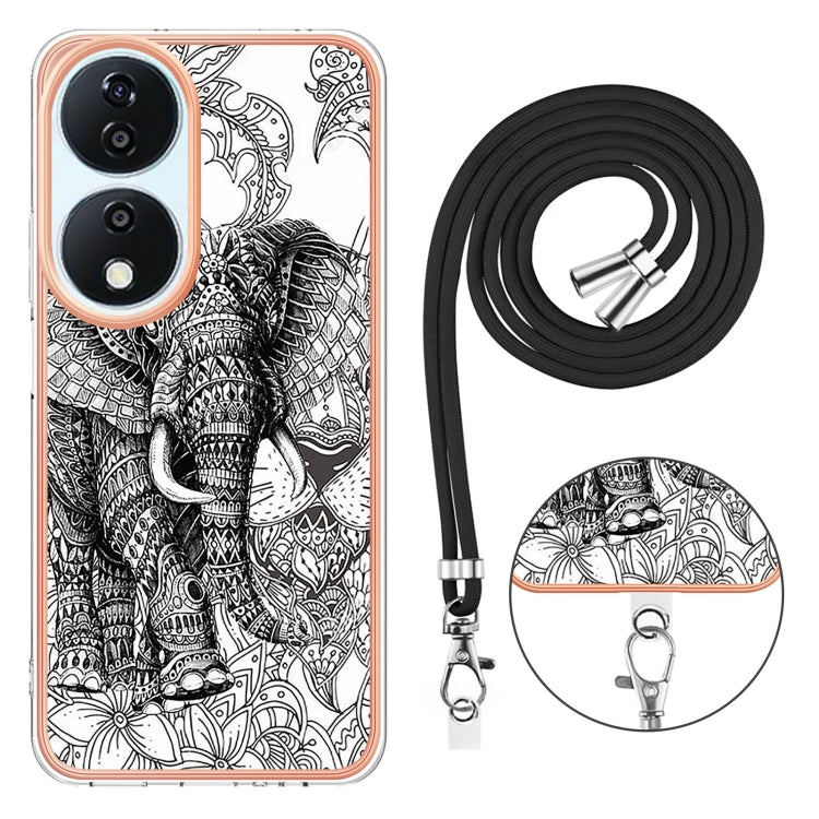 For Honor X7b 4G / 5G Electroplating Dual-side IMD Phone Case with Lanyard