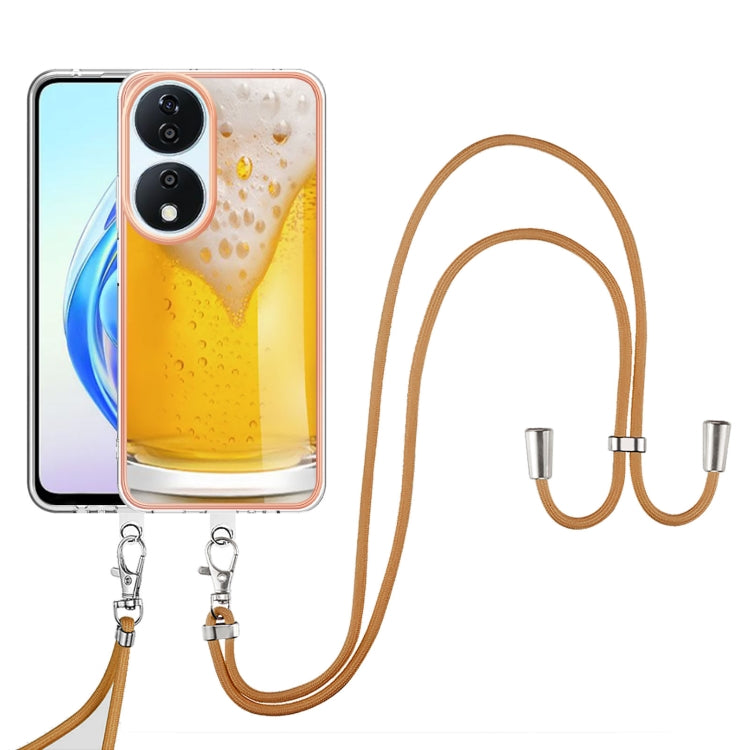 For Honor X7b 4G / 5G Electroplating Dual-side IMD Phone Case with Lanyard