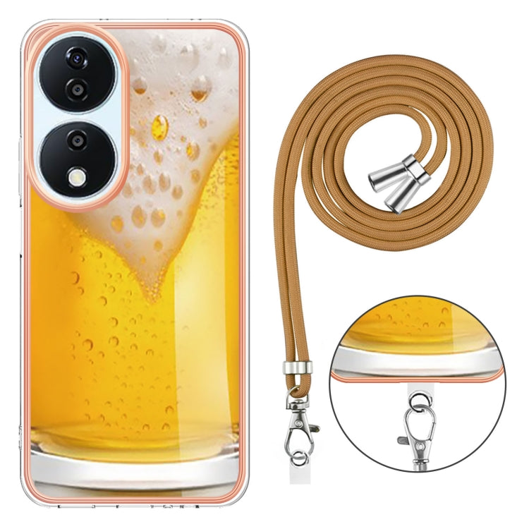 For Honor X7b 4G / 5G Electroplating Dual-side IMD Phone Case with Lanyard
