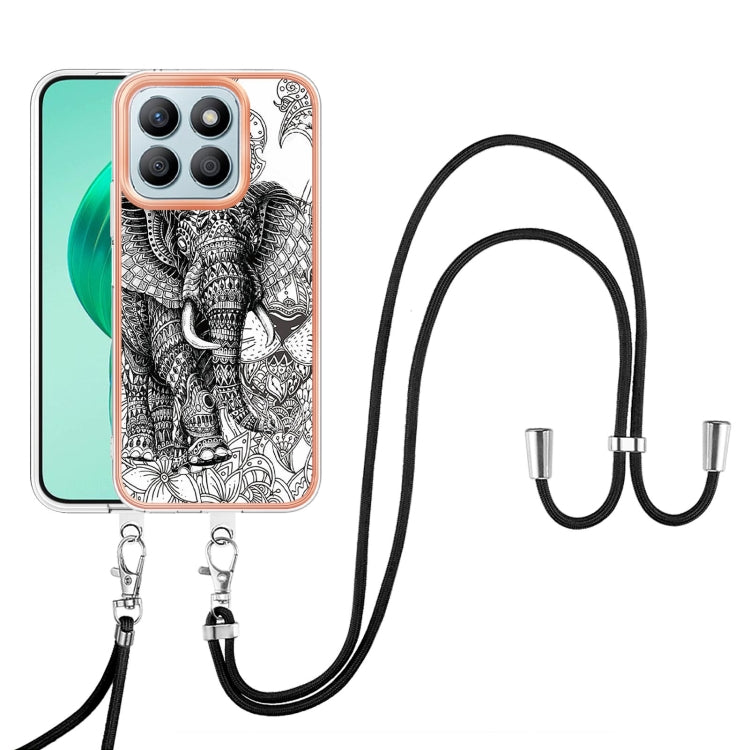 For Honor X8b Electroplating Dual-side IMD Phone Case with Lanyard