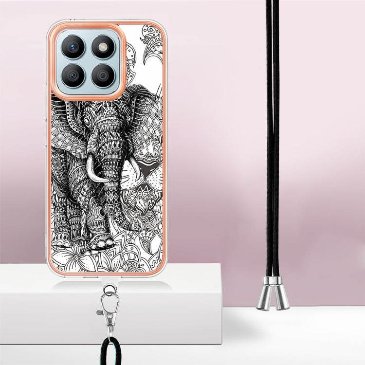 For Honor X8b Electroplating Dual-side IMD Phone Case with Lanyard