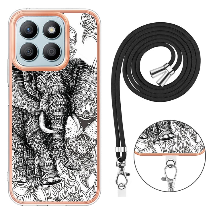 For Honor X8b Electroplating Dual-side IMD Phone Case with Lanyard