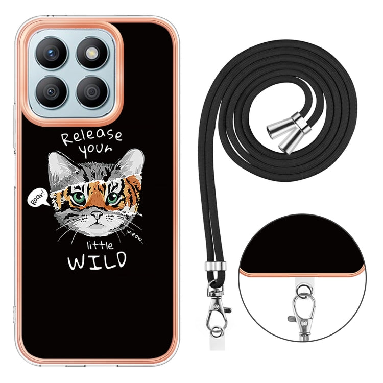 For Honor X8b Electroplating Dual-side IMD Phone Case with Lanyard