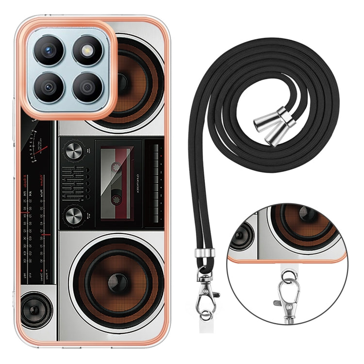 For Honor X8b Electroplating Dual-side IMD Phone Case with Lanyard