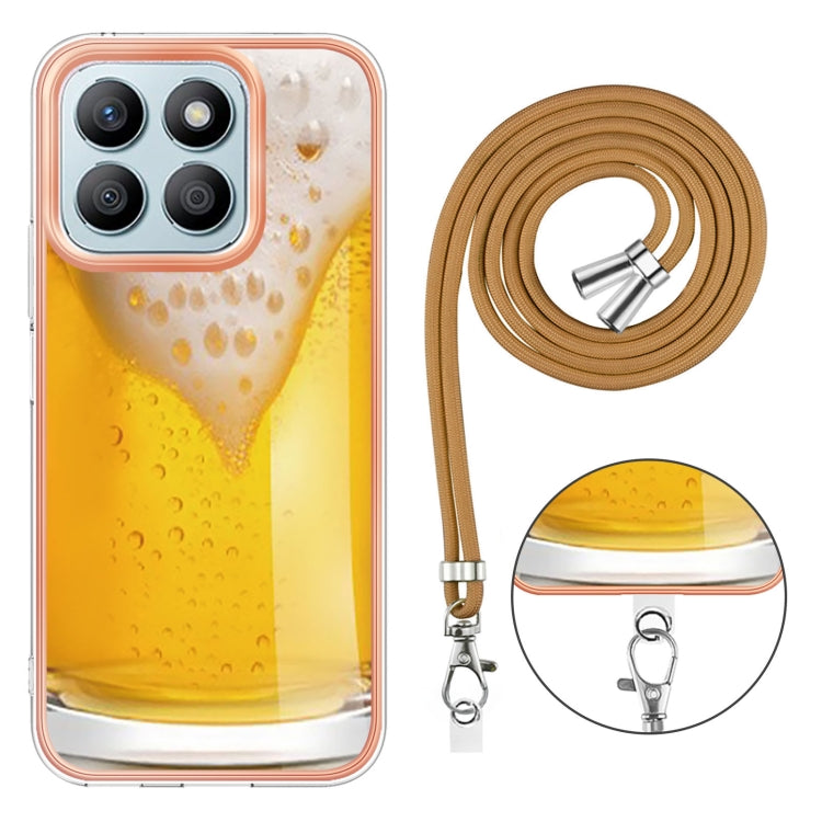For Honor X8b Electroplating Dual-side IMD Phone Case with Lanyard