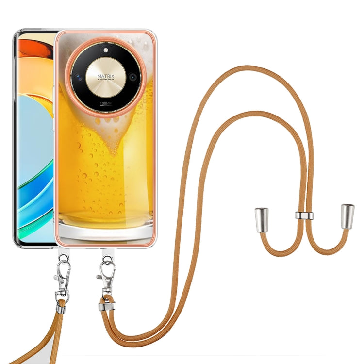For Honor X9b Electroplating Dual-side IMD Phone Case with Lanyard