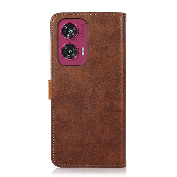 For Motorola Edge 50 Fusion KHAZNEH Dual-color Cowhide Texture Flip Leather Phone Case