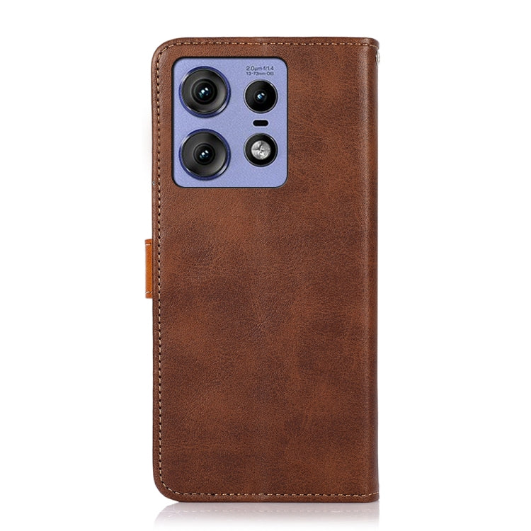 For Motorola Edge 50 Pro KHAZNEH Dual-color Cowhide Texture Flip Leather Phone Case