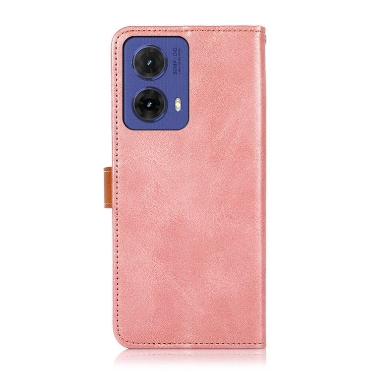 For Motorola Moto G85 KHAZNEH Dual-color Cowhide Texture Flip Leather Phone Case