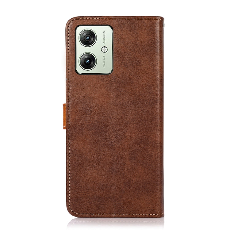 For Motorola Moto G64 5G KHAZNEH Dual-color Cowhide Texture Flip Leather Phone Case