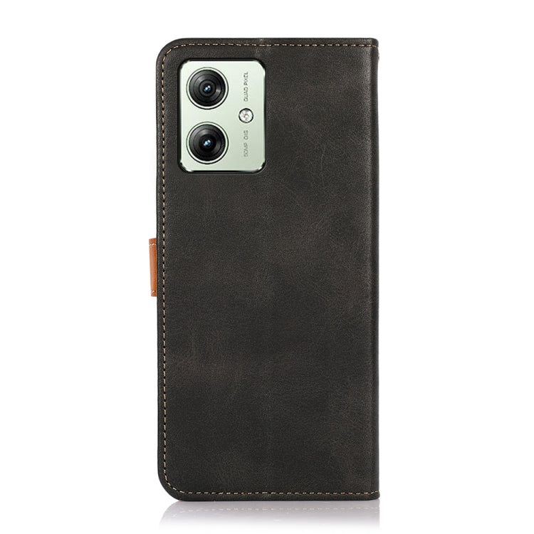 For Motorola Moto G54 India KHAZNEH Dual-color Cowhide Texture Flip Leather Phone Case