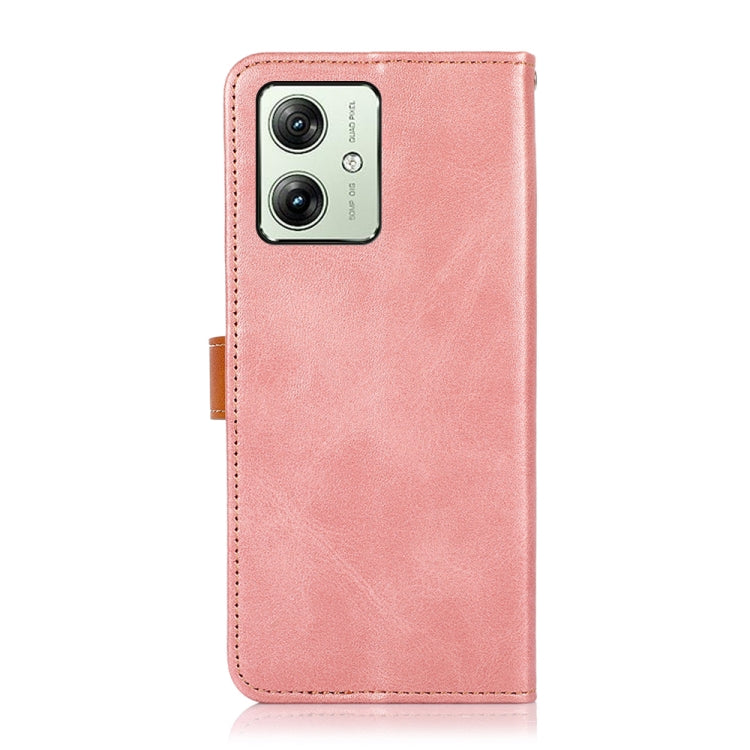 For Motorola Moto G54 India KHAZNEH Dual-color Cowhide Texture Flip Leather Phone Case